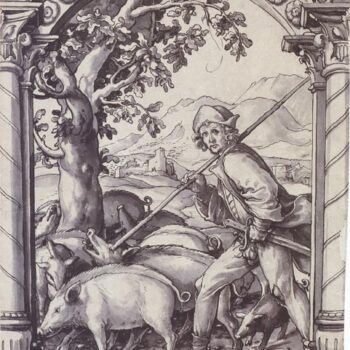 Design for a Stained Glass Window with a Swineherd. c.1518-19