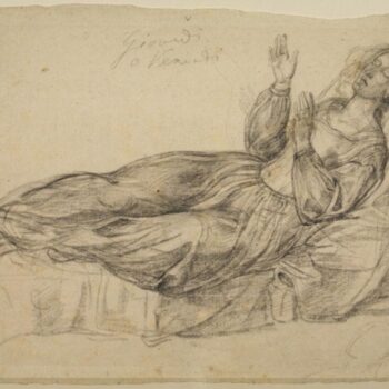 Draped female figure lying on a couch