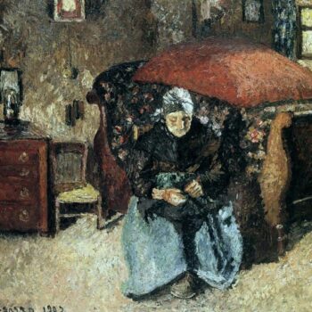 Elderly Woman Mending Old Clothes, Moret, 1902