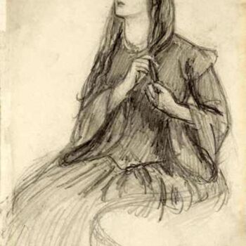 Elizabeth Siddall Plaiting her Hair, ca1860