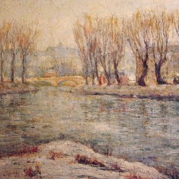 End of Winter, the Boathouse on the HarlemRiver, New York