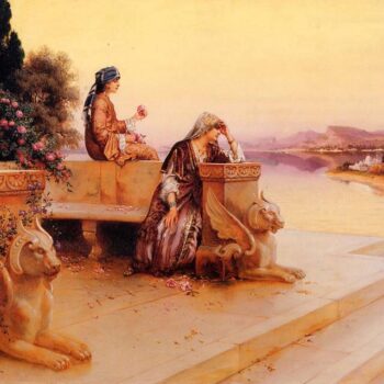 Rudolf Ernst - Elegant Arab Ladies on a Terrace at Sunset
