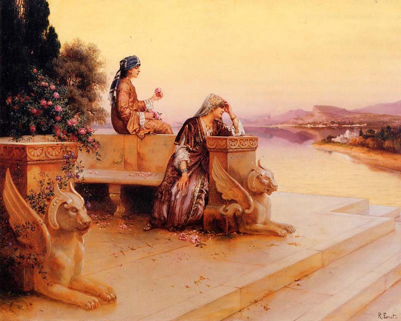 Rudolf Ernst - Elegant Arab Ladies on a Terrace at Sunset