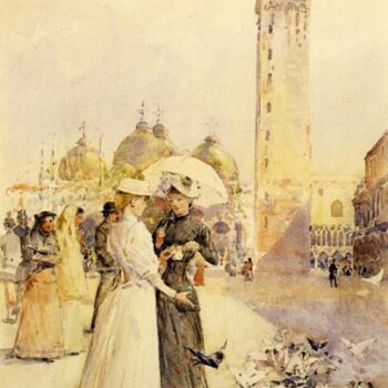 Feeding Pigeons in the Piazza, 1883