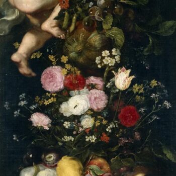 Festoon of flowers and fruit with cherubs - With Jan Brueghel the Elder and Rubens workshop - 1620