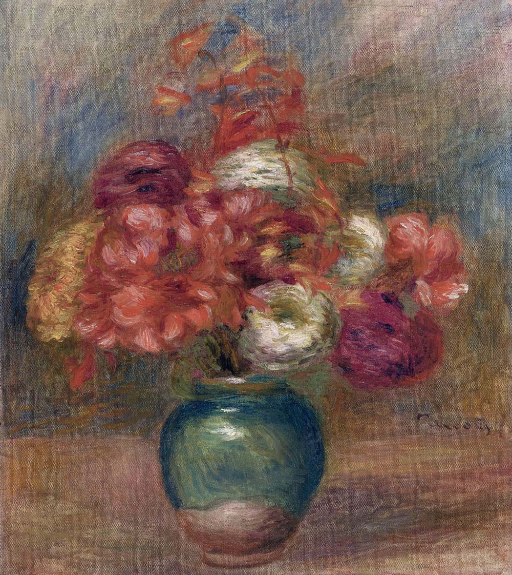 Flowers in a Green Vase - Dahlias and Asters, 1910