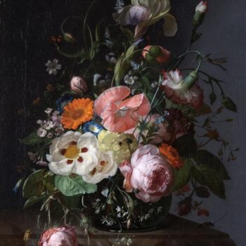 Flowers in a vase on a marble countertop - 1716