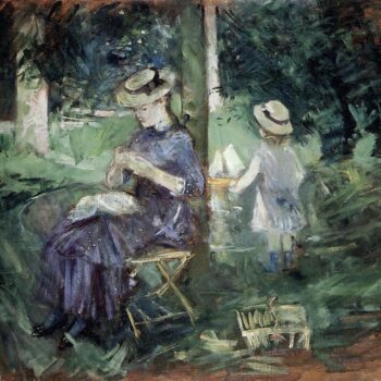 Girl Sewing in a Garden - 1884