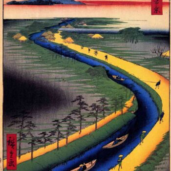 Hiroshige - Towboats Along the Yotsugi