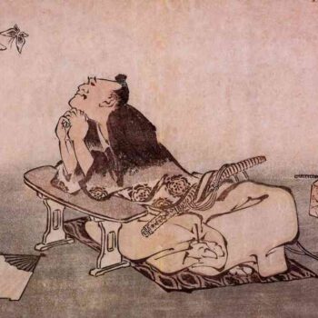Hokusai - A Philospher looking at two butterflies