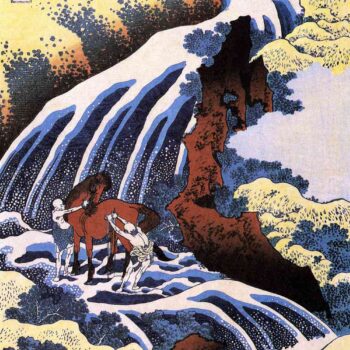 Hokusai - Waterfall and horse washing