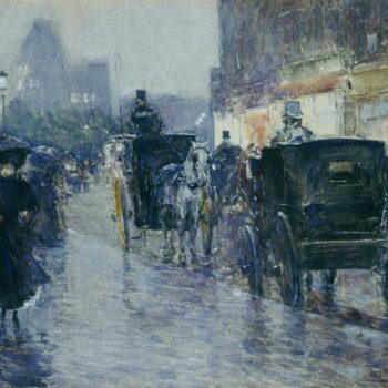 Horse Drawn Cabs at Evening, New York, 1890