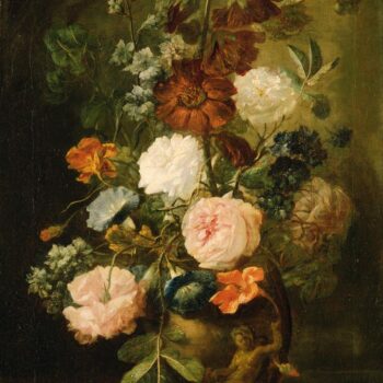 Huysum follower. Terracotta vase with flowers-1