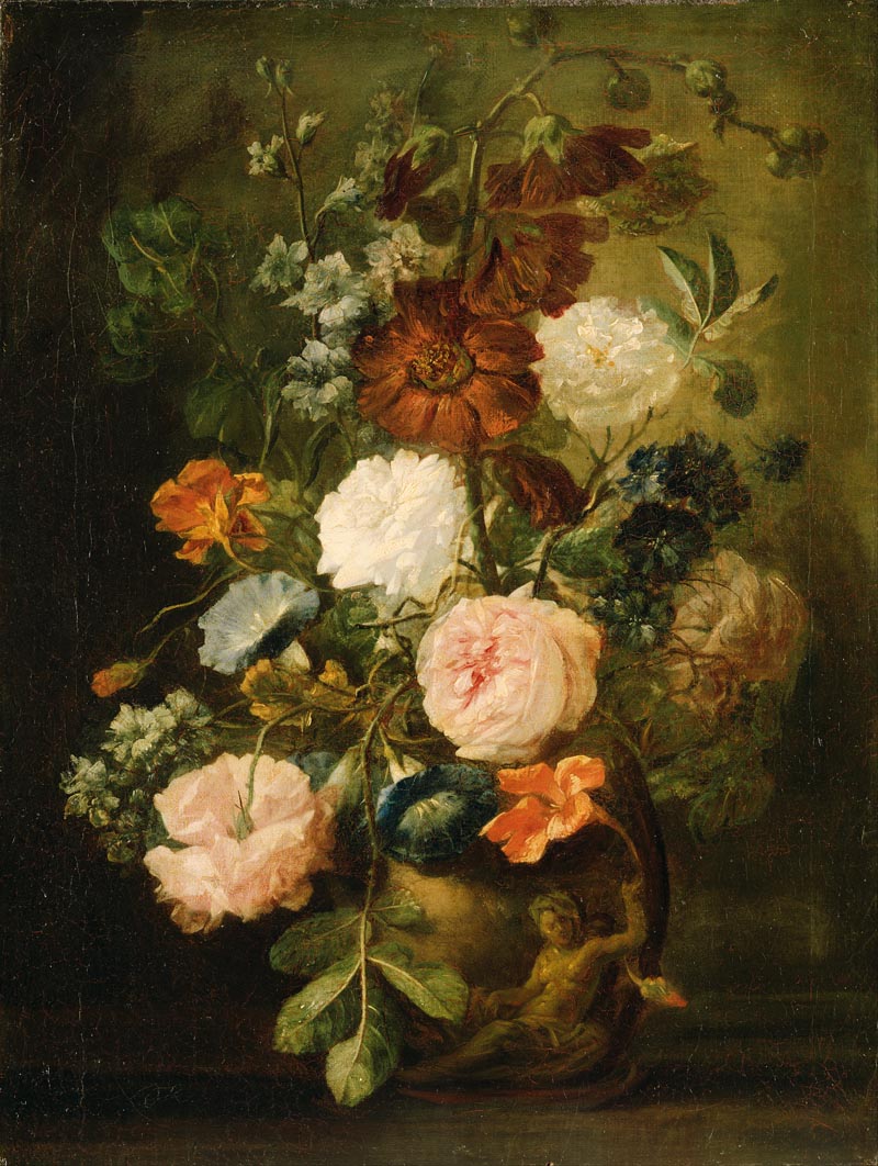 Huysum follower. Terracotta vase with flowers-1