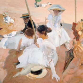 JoaquĚ_n Sorolla y Bastida - Under the awning, on the Beach at Zarauz