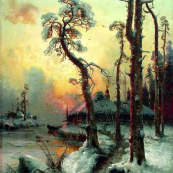 KLEVER Iuliiy - Zimniiy peiyzazh s rekoiy i domami (Winter paysage with river and houses)