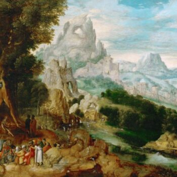 Landscape with the Sermon of St. John the Baptist (1535-1540) (29 x 39) (Vienna, Kunsthistorisches Museum)