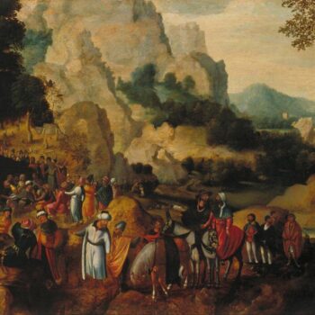 Landscape with the Sermon of St. John the Baptist (ok.1550) (53 x 102) (Barcelona, Nat. Museum of Art of Catalonia)
