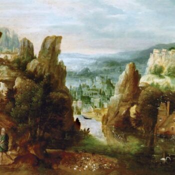 Landscape with travellers to Emmaus (1535-1540) (23 x 35) (Vienna, Kunsthistorisches Museum)