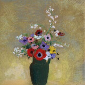 Large Green Vase with Mixed Flowers, 1910-12