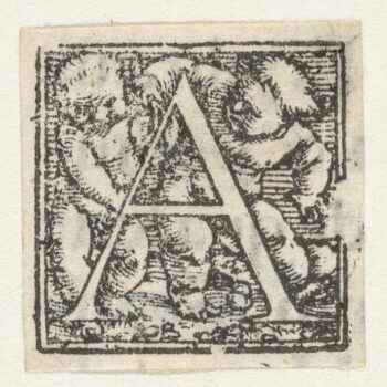 Letter A and two children. 1522 - 1526