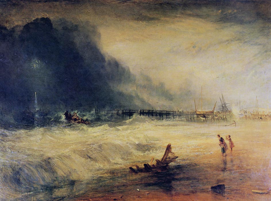 Life-Boat and Manby Apparatus going off to a Stranded Vessel making Signal of Distress, 1831