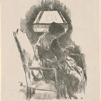 Mrs Hassam Knitting (large), 1918