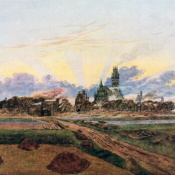 Neubrandenburg in Flames (Sunrise near Neubrandenburg) (1835)
