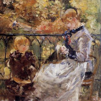 On the Balcony of Eugene Manet's Room at Bougival - 1881