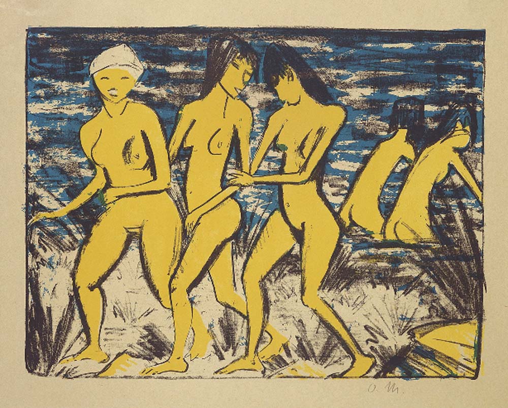 Otto Mueller - Funf gelbe Akte am Wasser - 1921