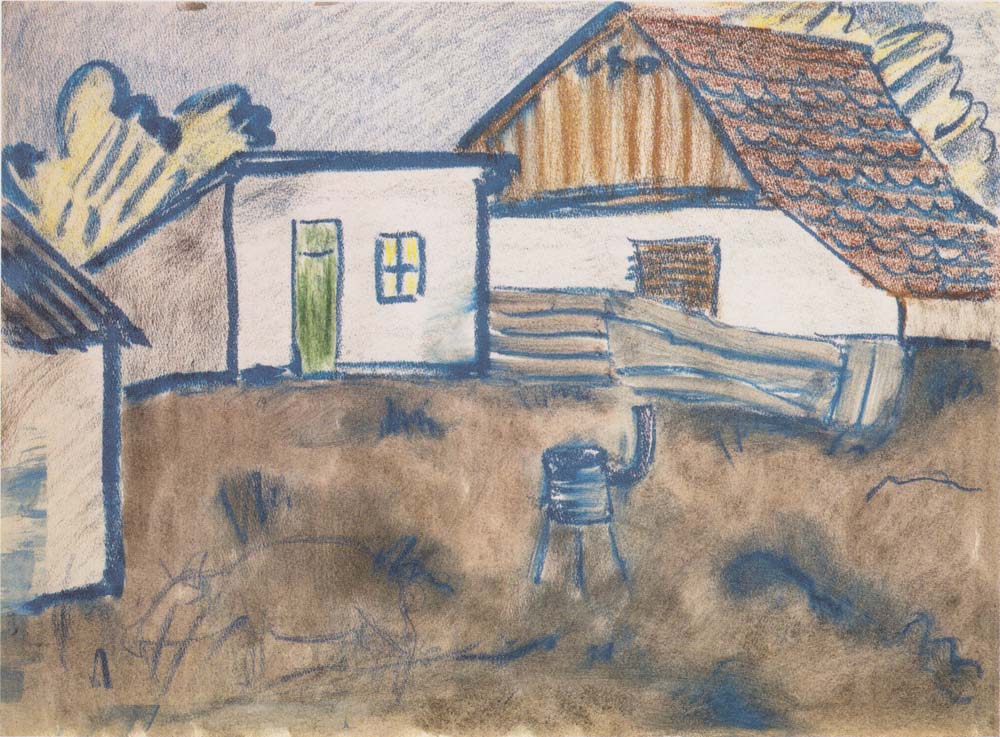 Otto Mueller - Hauser mit Ofen und Schwein - ca1928