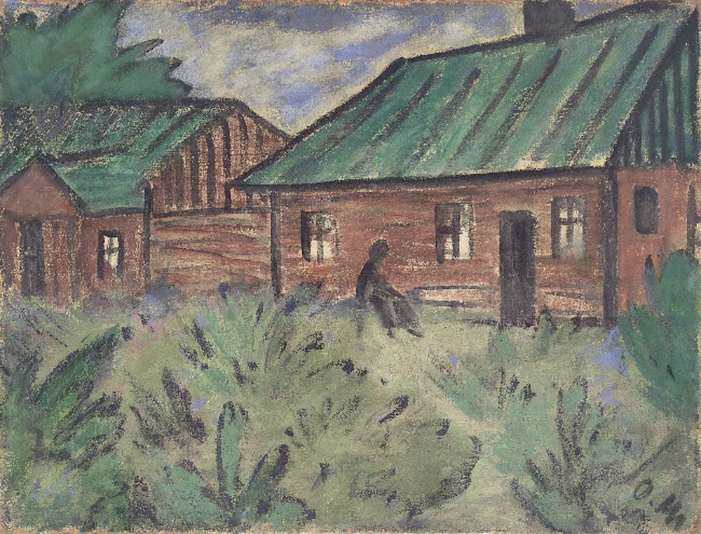 Otto Mueller - Hauser mit grunen Dachern - ca1918