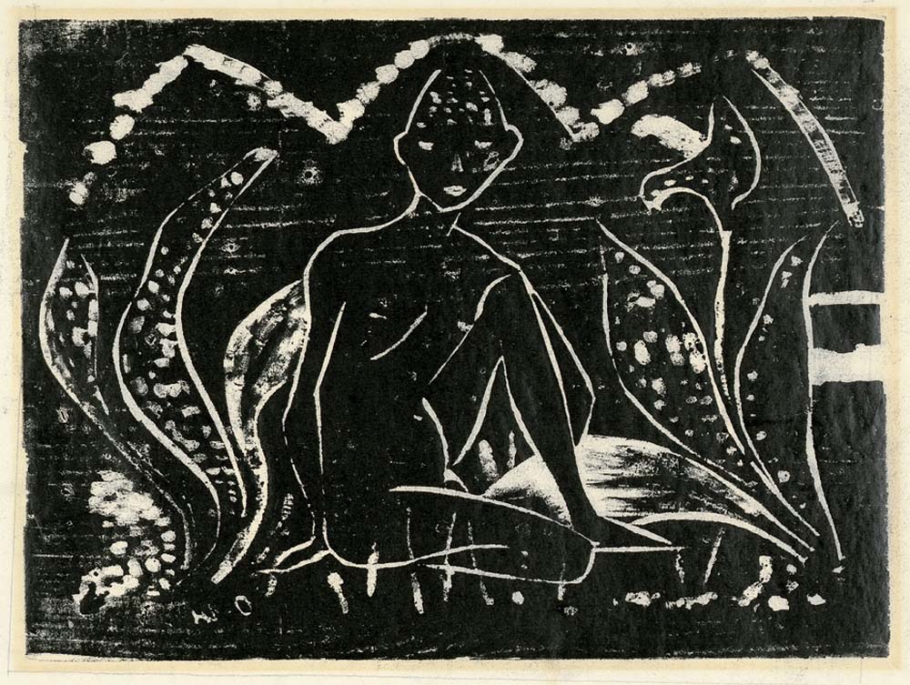 Otto Mueller - Knabe zwischen Blattpflanzen - 1912