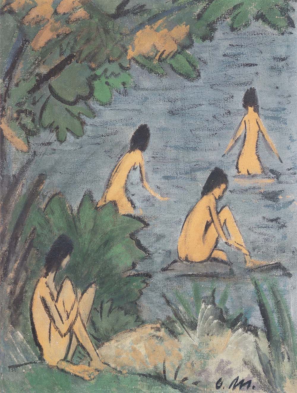 Otto Mueller - Landschaft mit Badenden - ca 1915
