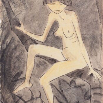 Otto Mueller - Nackte Frau auf Ast sitzend - ca 1924