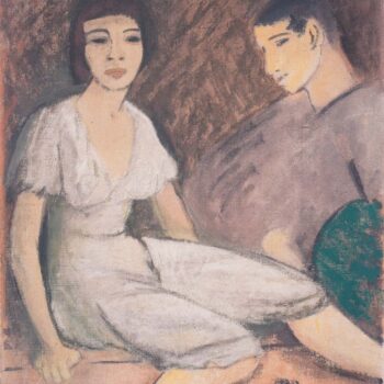 Otto Mueller - Paar mit grunem Facher - ca1913