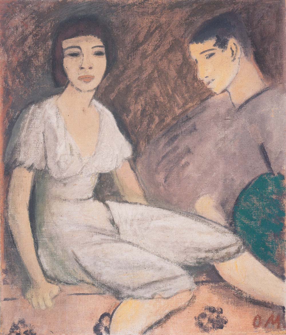 Otto Mueller - Paar mit grunem Facher - ca1913