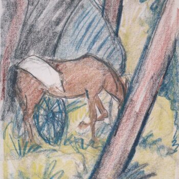 Otto Mueller - Pferd am Wagen im Wald - ca1927