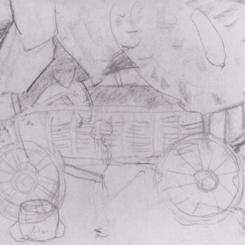 Otto Mueller - Planwagen mit Pferd und Zigeunerin (c. 1927)