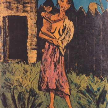 Otto Mueller - Stehende Zigeunerin mit Kind auf dem Arm - 1926-27