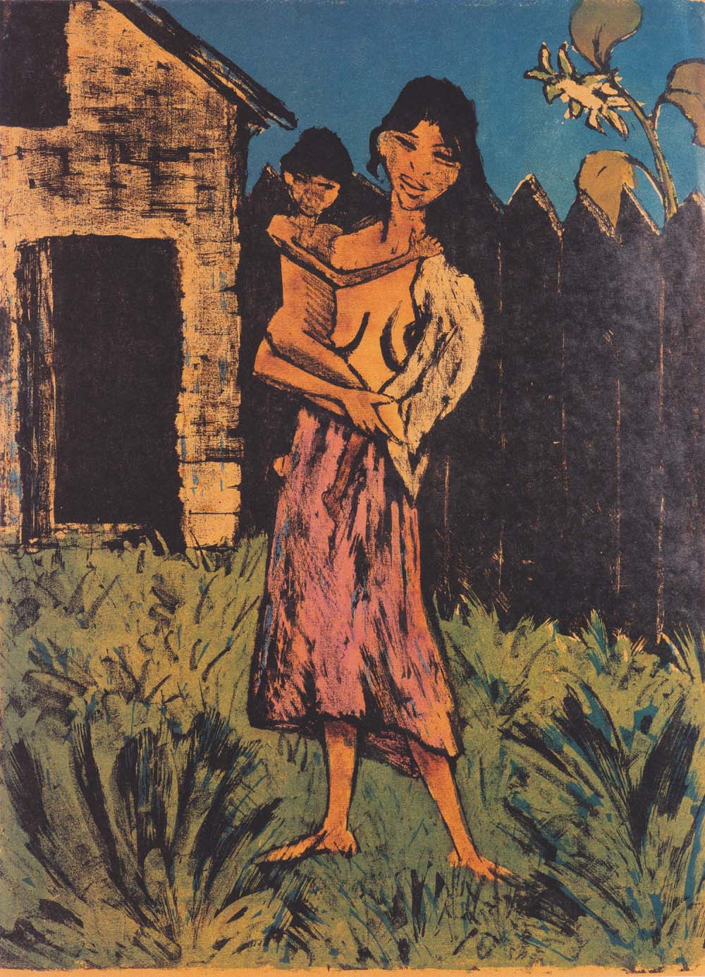 Otto Mueller - Stehende Zigeunerin mit Kind auf dem Arm - 1926-27