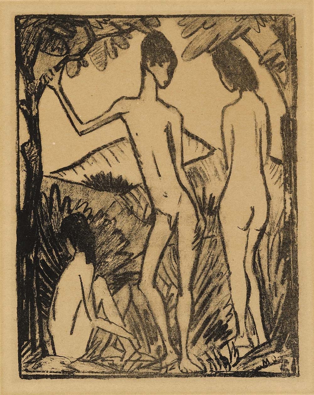Otto Mueller - Stehender Knabe und zwei Madchen - 1917