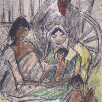 Otto Mueller - Zigeunerfamilie vor Wagen - ca1927