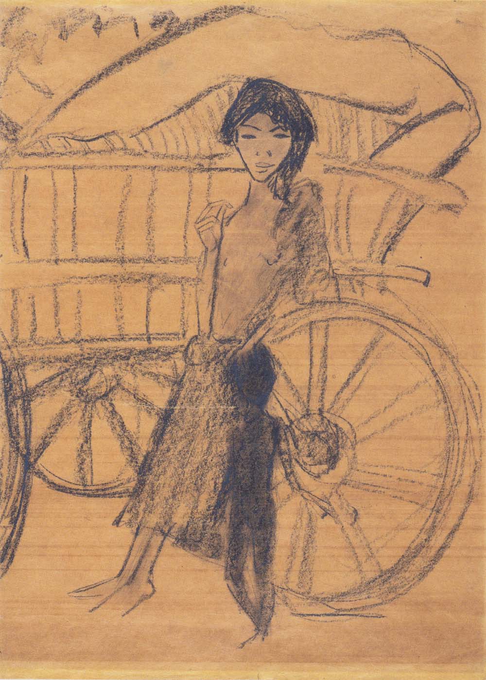Otto Mueller - Zigeunerin mit Kind am Planwagen - ca1926