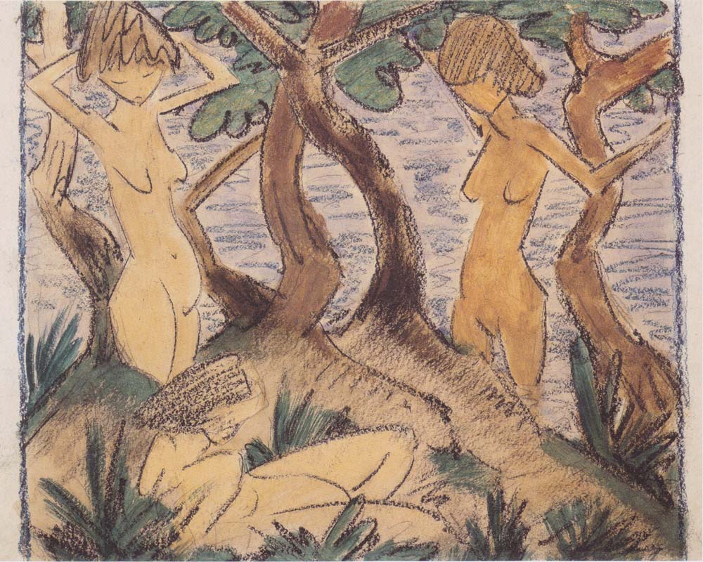 Otto Mueller - Zwei Badende unter Baumen - ca1923