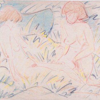 Otto Mueller - Zwei Madchen, die eine halb im Gras liegend - ca1924