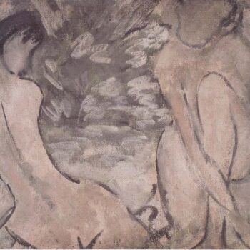 Otto Mueller - Zwei am Teichrand sitzende Madchenakte - ca1914
