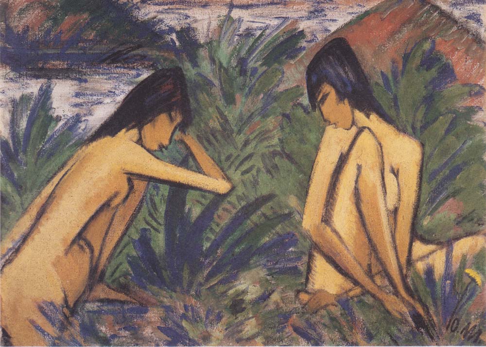 Otto Mueller - Zwei badende Madchen - 1925