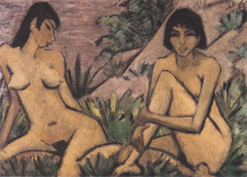 Otto Mueller - Zwei in Dunen sitzende Madchen - ca1926