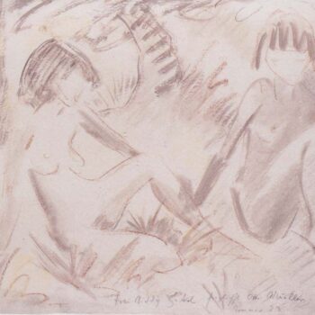 Otto Mueller - Zwei sitzende Madchenakte im Freien - 1923